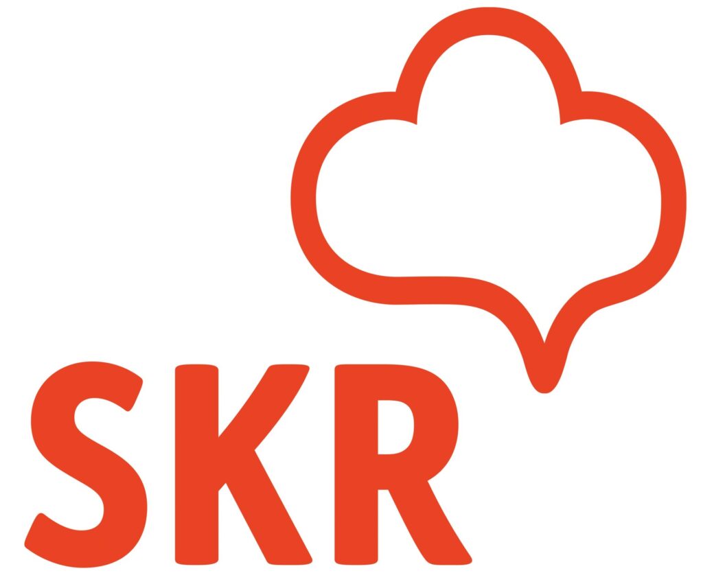 orangene Schrift mit einer Wolke daneben